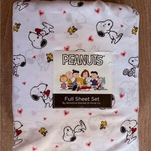 Peanuts Snoopy Woodstock white red heart Valentine  4PC sheet set full size NEW!